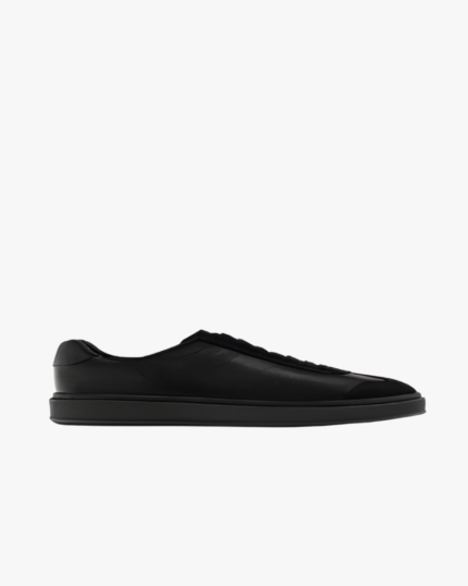 Contrast Leather Trainers BLACK