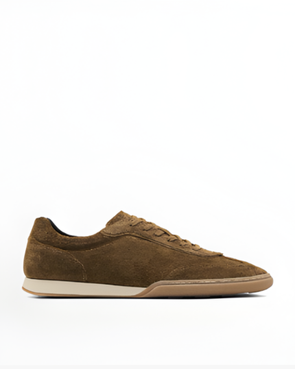 Split leather trainers with contrast soles tan brown