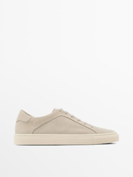 Leather Lace-up Trainers OFF WHITE