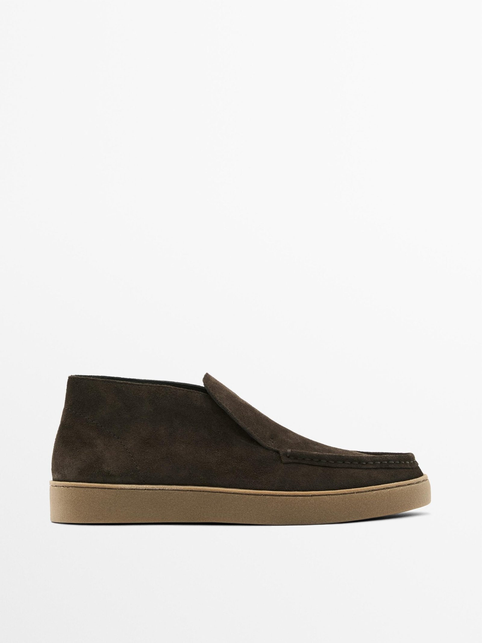 Split leather boot-style shoes brown -1