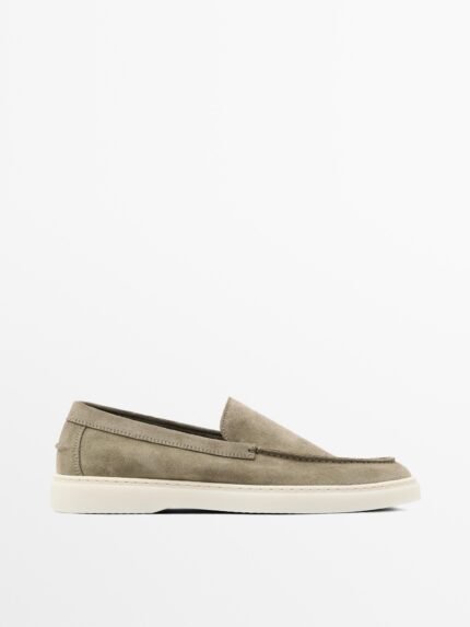 Split leather loafers TAN BROWN