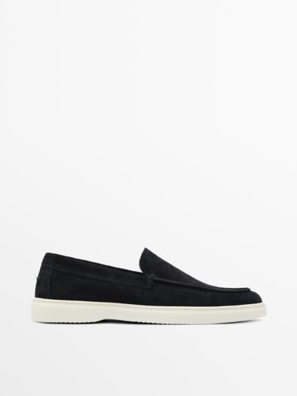 Split suede loafers NAVY BLUE