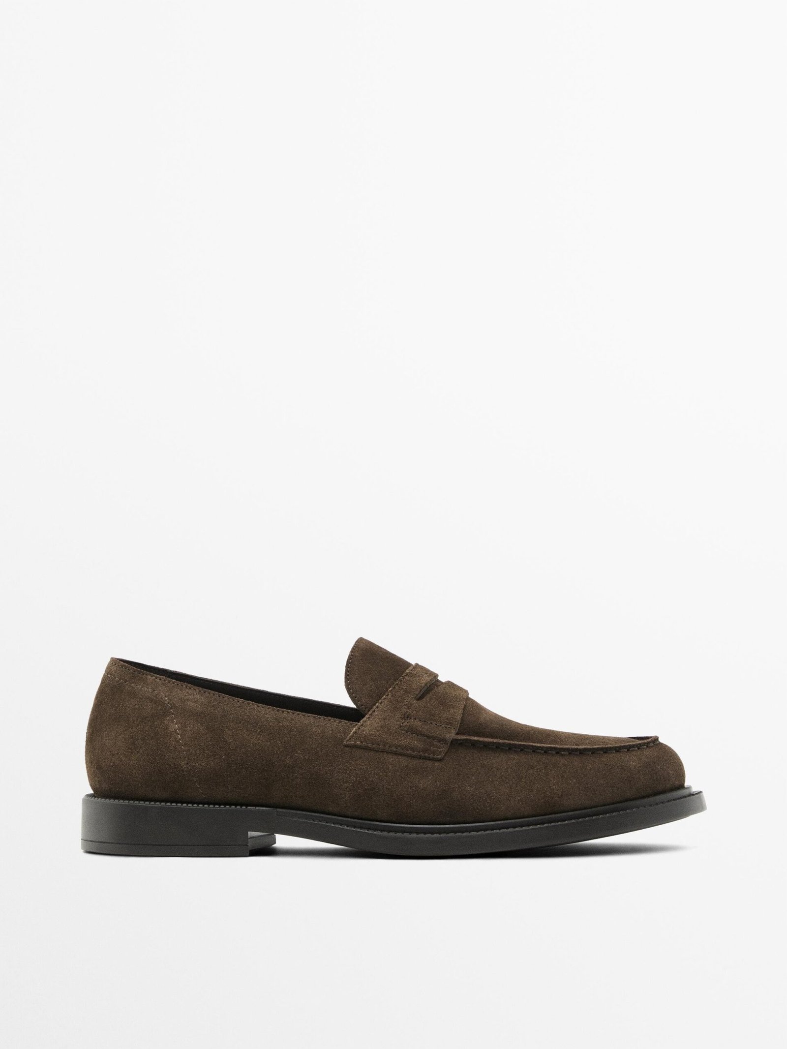 Split suede penny loafers BROWN-1