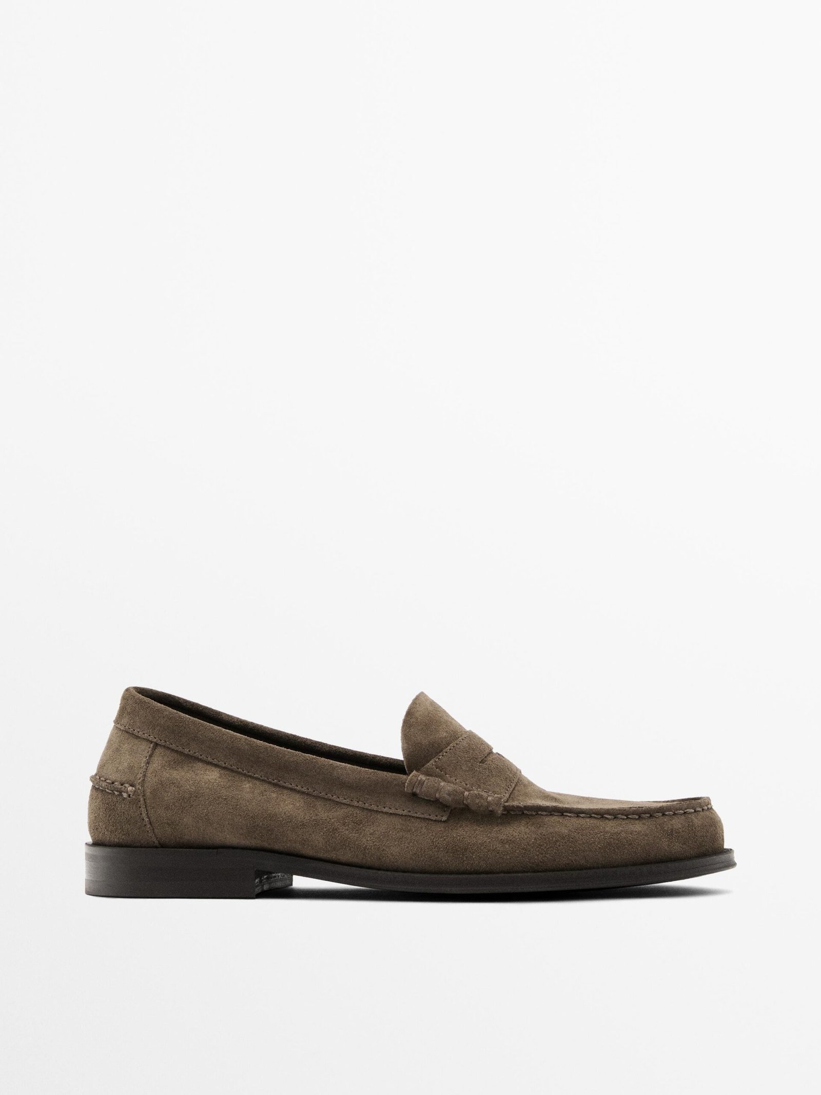Split suede penny loafers mink-1