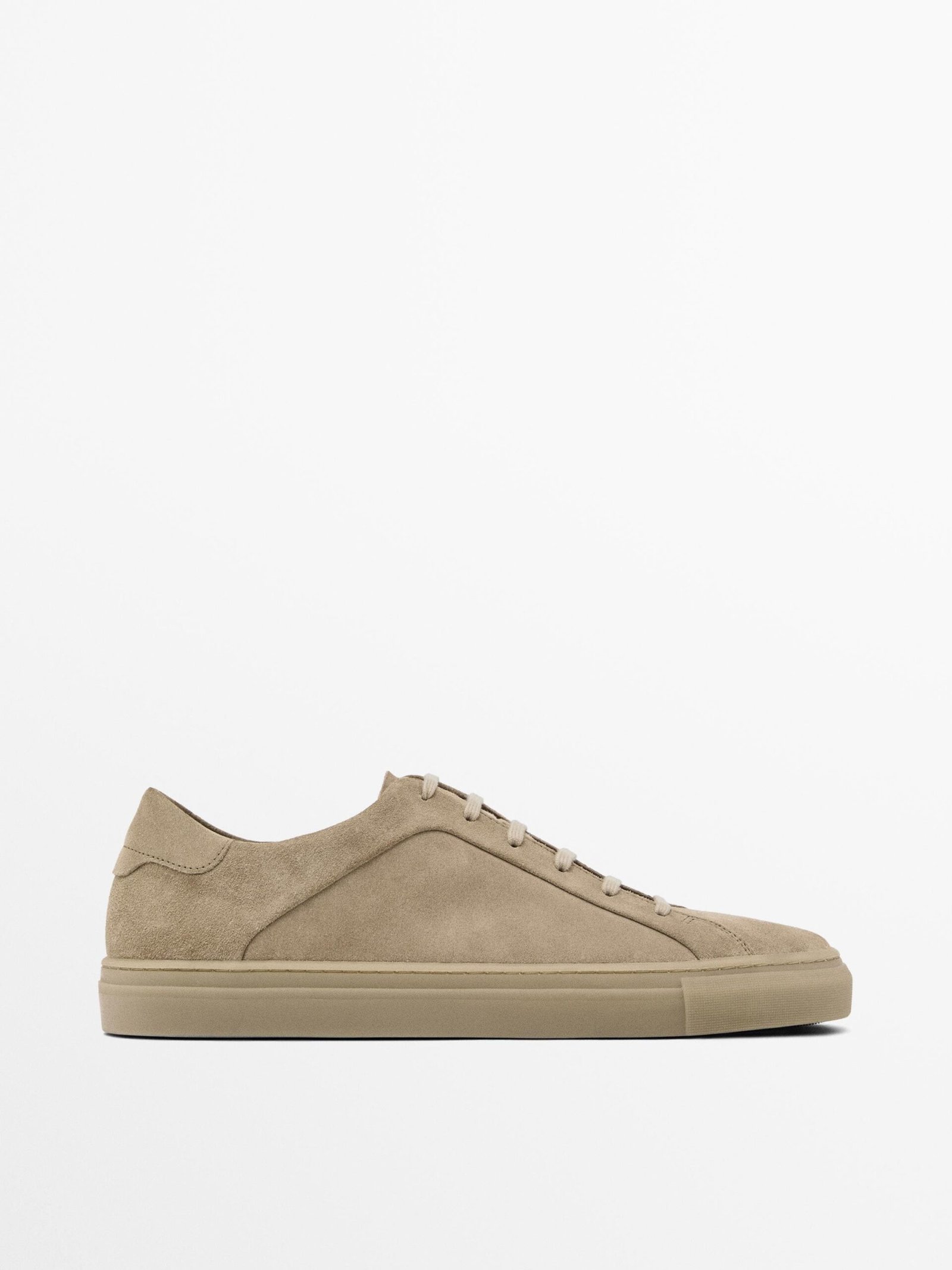 Suede Leather Lace-up Trainers BEIGE-1